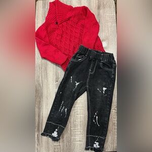 Black Distressed Jeans with Paint Splatter Effect